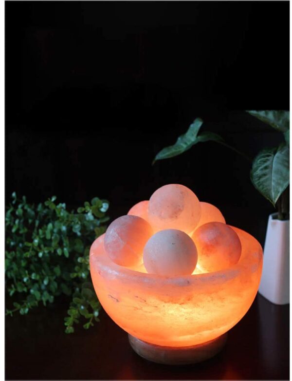 Fire Bowl Shape Rock Salt Lamp with Fire Balls