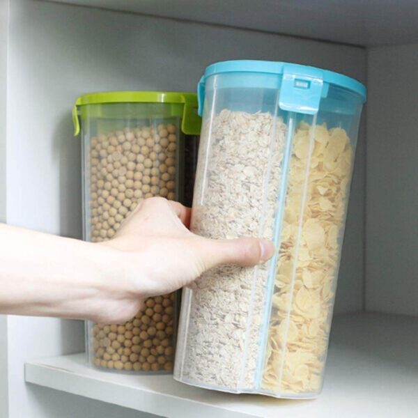 Plastic Food Storage Airtight Triple Partition Jar