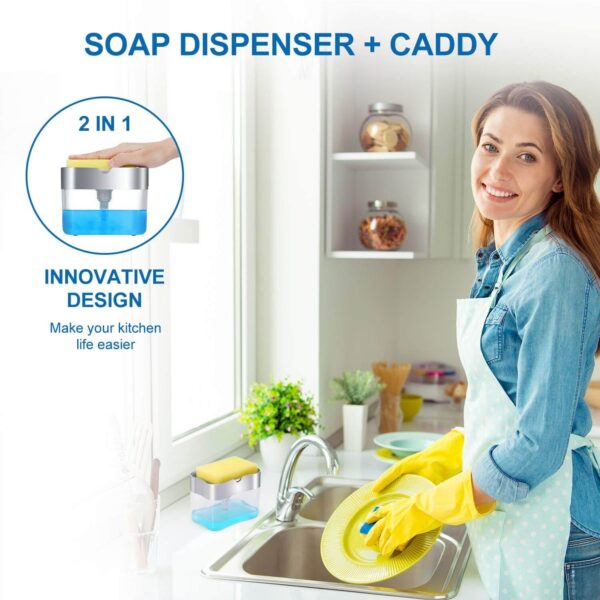 2 in 1 Soap Pump with Sponge Caddy