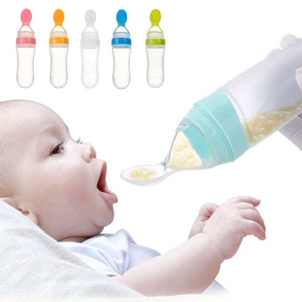 Silicone Baby Feeding Bottle With Spoon