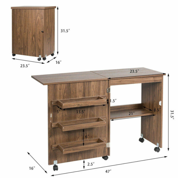 size of sewing machine cabinets table