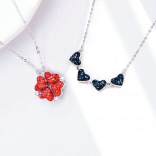 2 In 1 Four-Leaf Clover Heart Necklace Online in Pakistan BlessedFriday.pk