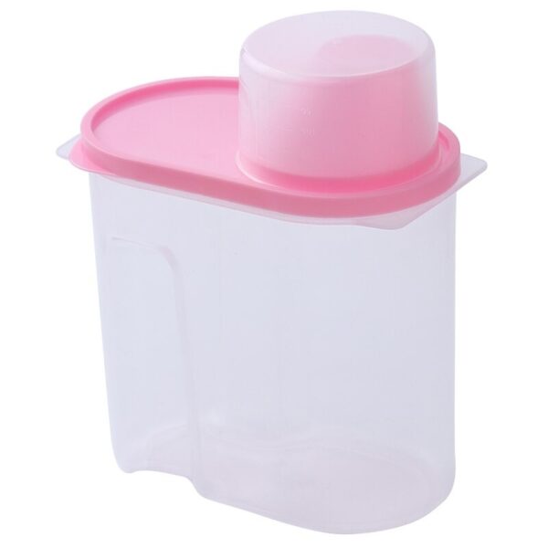 storage container with measuring cup lid