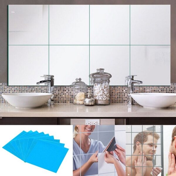 self adhesive wall sticker tile square mirror