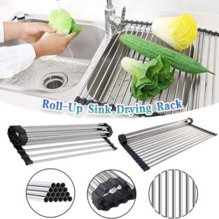 multipurpose over sink roll up dish drying rack