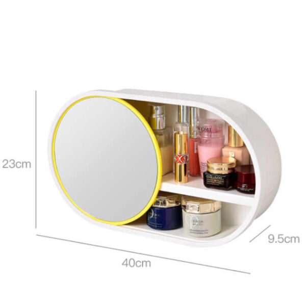 wall mounted cosmetic storage organizer with mirror