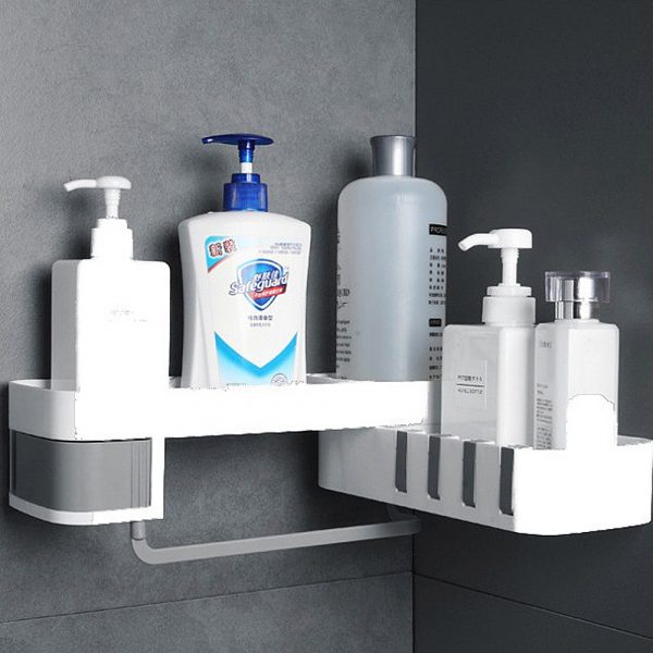 white plastic wall mounted bathroom shelf