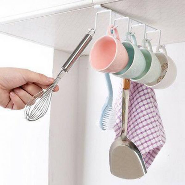 8 hooks under cabinet hanging holder for mugs